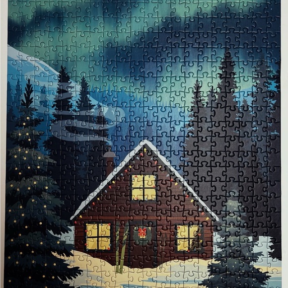 Villager Cabin Puzzle with Northern Lights - 500 pcs. - Picture 2 of 2